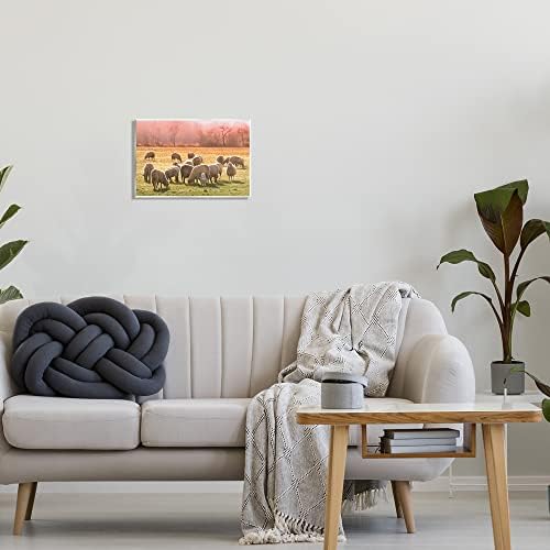 Stuell Industries Ovelha rebanho de pastagem quente do pôr do sol rosa rural Arte de parede de madeira, design de Daphne Polselli