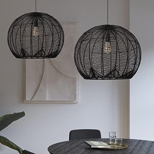 Arturesthome Rattan Pingente Light for Kitchen Island, iluminação de lustres de vime boho, lampe de teto pendurado de