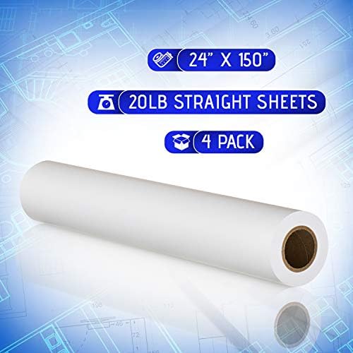Rolls de papel CAD Super Grade de varejo FHS | O papel de títulos de jato de tinta rola com núcleo de 2 ”| Papel de plotador de