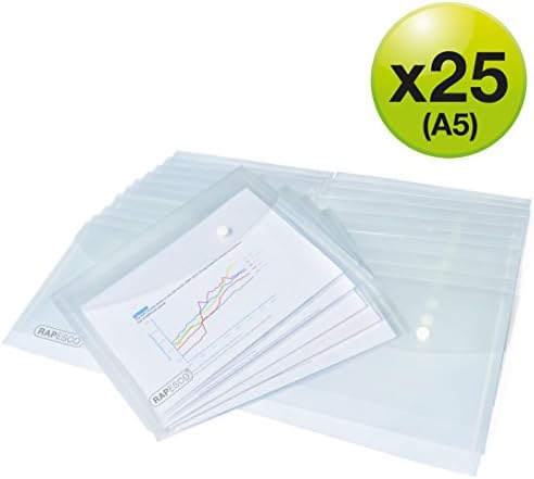 SPLESCO 1500 A5 Clear Transparent Popper Wallet, pacote de 25