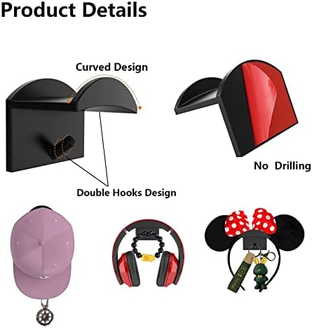 Moodkey 12pack adesivo gancho de chapéu para cabides de parede chapéu de chapéu para bonés de beisebol portador de chapéu de parede