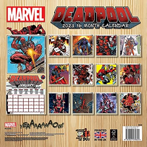 Calendário de parede quadrado de Deadpool 2023