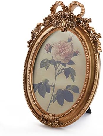 Cisoo Vintage Oval Frame Antique Faça Mesa Tabela Tampa e Decoração de Home Home pendurada, Bronze Gold