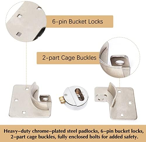 BJTDLLX 2PCS Lock de porta de van & Hasp Conjunto, encaixe o cadeado de segurança da porta de bloqueio de portas de garagem para garagem, lancho