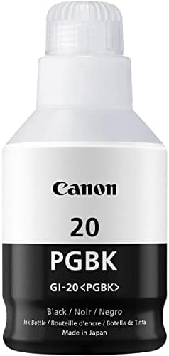 Canon Gi-20 PGBK Ink Bottle, compatível com impressoras Pixma G6020 e G5020 Megatank & Gi-20 de tinta amarela, compatível com