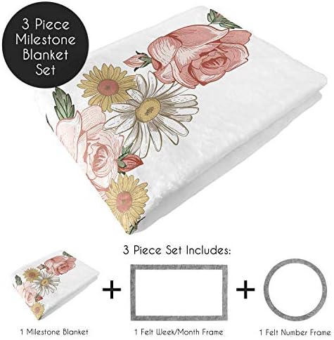Sweet JoJo Designs vintage Floral Boho Girl Milestone Blanket Recém -nascido mensal Primeiro ano Crescimento Memória