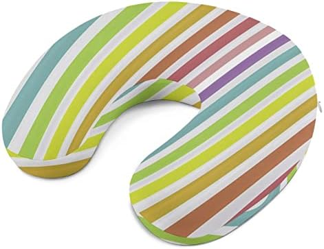 Listras de arco -íris colorida travesseiro de memória percurso de espuma travesseiro de pescoço u forma para o suporte