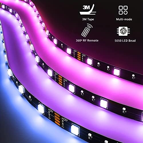 Luzes de tira de LED do Goadrom 4 pré-corte de 1,65ft/6,5 pés LED Faixa de luz LED Alteração de cor flexível 5050 LED Kit com APP RF RET, fonte de alimentação e conectores para TV, casa, decoração de bricolage…