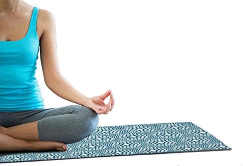 Ambesonne Abstract Yoga Mat Toalha, Ilustração contemporânea de bolinhas gráficas em tamanhos diferentes, suor sem deslizamento ioga pilates pilates capa, 25 x 70, azul a gasolina e branco