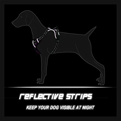 Barkbay sem arnês de cachorro com corda de cachorro reflexivo pesado reflexivo de controle fácil identificador de controle para caminhada de cachorro grande