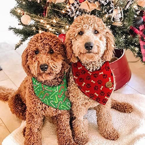 Bandanas de cães de cães de beleza coroada Bandanas grandes 2 pacote, conjunto de cenas de doces, lenços reversíveis de férias