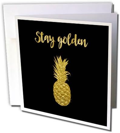 Cartão 3drose Greeting Stay Golden Typography and Pineapple, 6 x 6