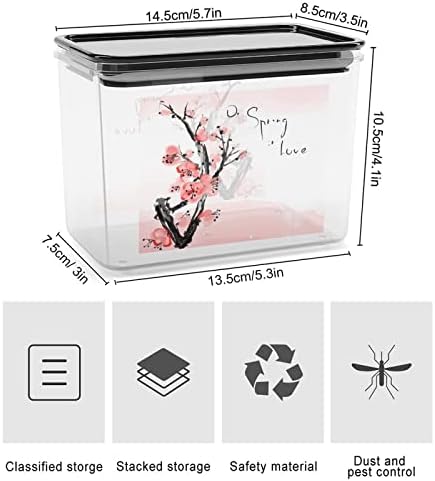 Caixa de armazenamento japonesa de cerejeira Caixa de armazenamento de alimentos plásticos recipientes de recipientes com tampa para cozinha