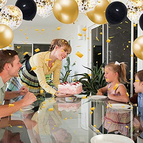 Balões de látex de confete em ouro preto, balões de festa metálica de 50 pacote de 12 polegadas de 12 polegadas com