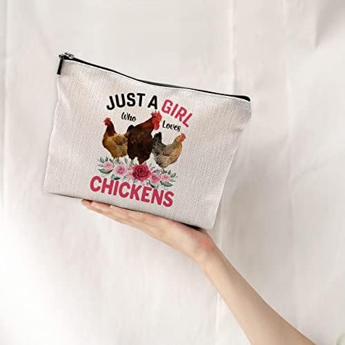 Apenas uma garota que adora galinhas bolsas de maquiagem de viagens de viagem para mulheres para mulheres, galinhas florais