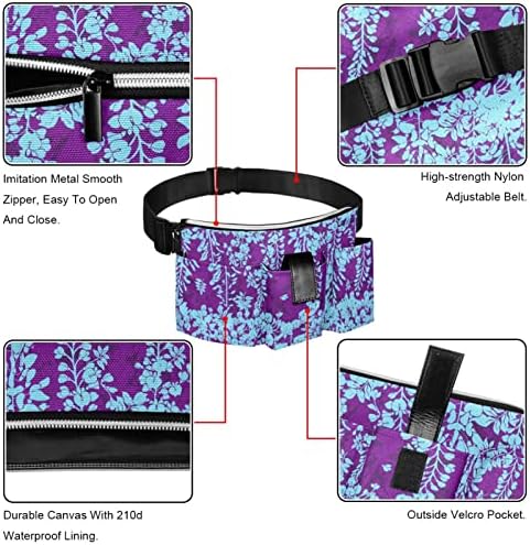 Flor floral tropical Flor Purple Organizer Pocket Aclitment para correia da ferramenta | Suporte de ferramenta durável e compacto