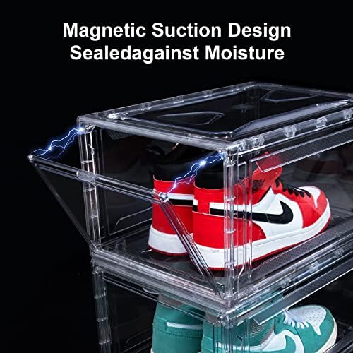 12 Pacote de calçados de calçados de acrílico de acrílico - armazenamento de tênis empilhável plástico ultra transparente