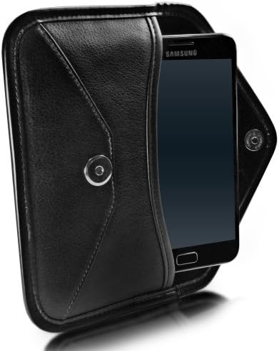 Caixa de ondas de caixa compatível com ZTE Axon M - Elite Leather Messenger bolsa, design de caixa de capa de couro sintético para ZTE Axon M - Jet Black