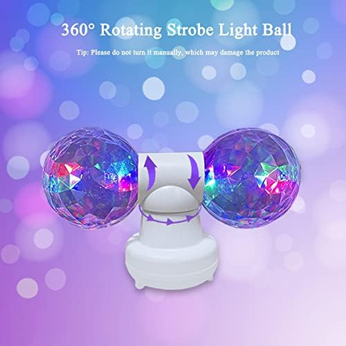 Lâmpadas de bola de discoteca, cabeças duplas de 4 polegadas giratórias RGB Party Disco Ball alimentado por cabo USB, 360 graus de atmosfera de lâmpada de LED para festas de dança de Natal DJ Bar decoração de casa