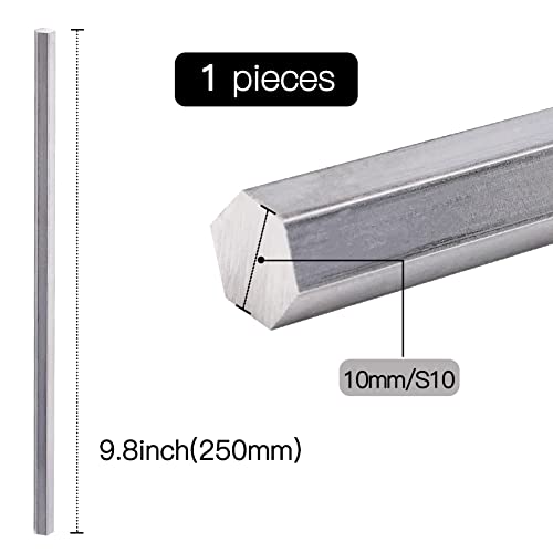 Feelers 304 barra de aço inoxidável barra de haste S10 lado oposto de 3/8 haste hexagonal, 250 mm de comprimento, 1pcs