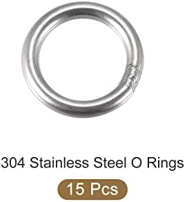 Metallixity 304 Aço inoxidável o anéis 15pcs, anel redondo soldado - para objetos pendurados