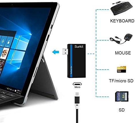 Navitech 2 em 1 laptop/tablet USB 3.0/2.0 Adaptador de hub/micro USB Entrada com SD/micro SD Reader compatível com o ASUS ZenBook Flip 14 UX463FL
