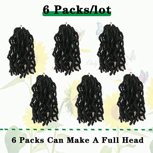 Faux Locs 8 polegadas 6 pacotes Locs macios Cabelo de crochê para crianças, deusa pré-loopada Locs trançando cabelos novos Locs para mulheres negras