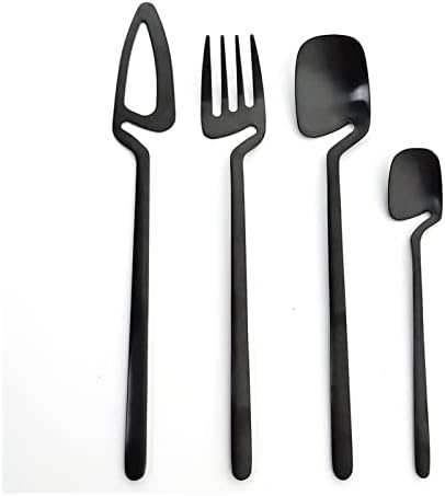 Weizhun 16pcs Black Dinnerware Sets Decor Decor Decor Spoon Faca conjunto de talheres de ouro fosco de ouro de ouro