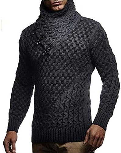 Camisinho de tricopamento Homens, suéter de botão com capuz de tricô europeu e americano