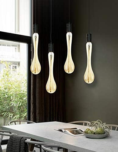 Lâmpadas de Edison de grandes dimensões de BEILF com base E26, comprimento de 13,2 polegadas, vidro âmbar, 4W Branco quente 2200k, lâmpadas especiais de filamentos de LEDs e limites de LEDs para decorar sua casa