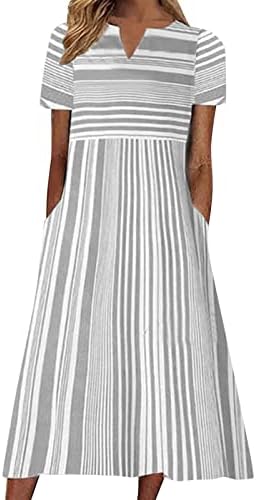 Trebin feminino de verão feminino Casual Moda Casual Manga curta 2022 Vestido de bolso de pescoço O