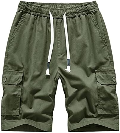 Shorts de carga para homens de verão Casual de cor sólida cintura elástica ao ar livre esportes calças curtas shorts de algodão de
