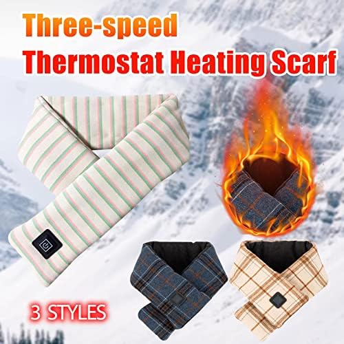 Lenço aquecido com 3 níveis de aquecimento, lenço de aquecimento USB para homens mulheres aquecedores de lenço de inverno aquecida de pescoço com xale de aquecimento