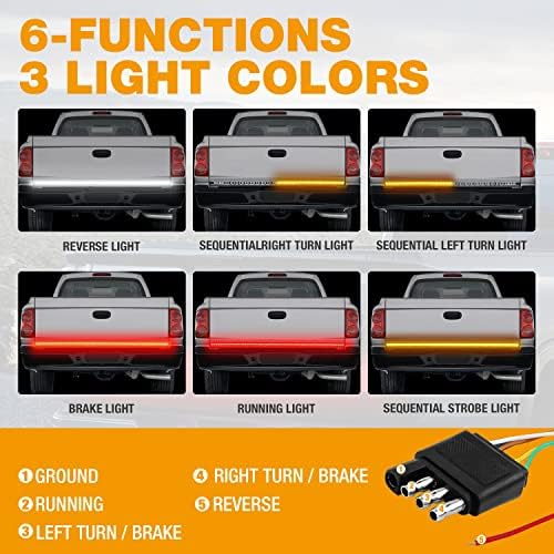 60 polegadas 432 LED Tailgate tira Linha tripla de faixa para a cama do caminhão Brakelight, Turn Signals Strip,