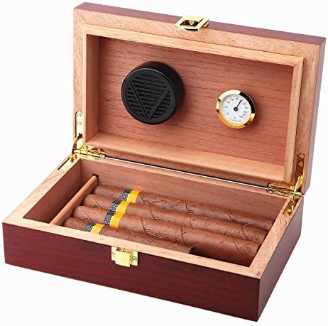 Bald águia, um humidor de charuto, caixa de desktop de cigarro com umidificador e higrômetro, tampo de vidro para 25 charutos