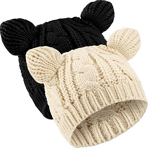 Chapéus de gorro para ouvido gato chapéu de malha de malha de inverno para mulheres meninas