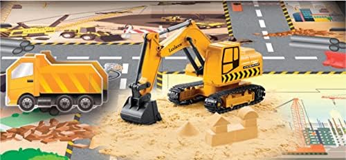 Lexibook, escavadeira Crosslander® Pro RC, retroescavadeira de controle remoto, pá automática, tapete, moldes de areia, 2 caminhões