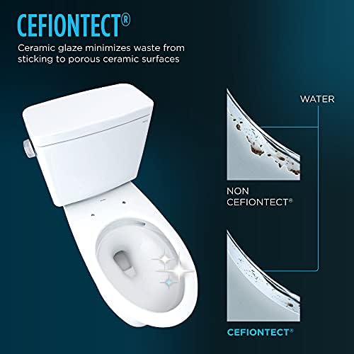 Toto Drake de duas peças Rodada 1.6 GPF A altura universal Tornado Flush Toilet com Cefiontect, algodão branco - CST775CSFG01