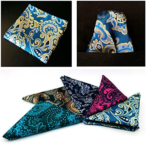 Eksel Pocket Squares 20 Pack Set Men com suporte quadrado de bolso na caixa de presente Cores variadas de bolinhas Paisley Plain