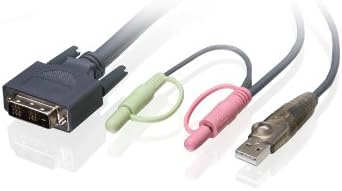 Iogear Single Link DVI-D Cabo KVM USB, 10 pés, G2L7D03U