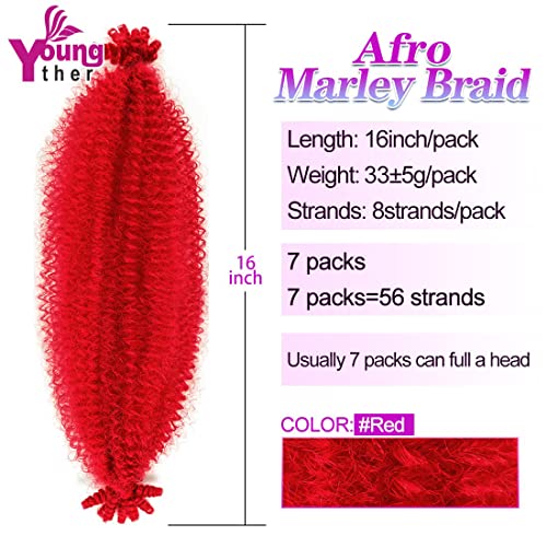 Cabelos de torção afro jovens mais vermelhos 16 polegadas 7 pacotes de crochê macia Locais Torça cabelos afro para angústia Locs Cabelo