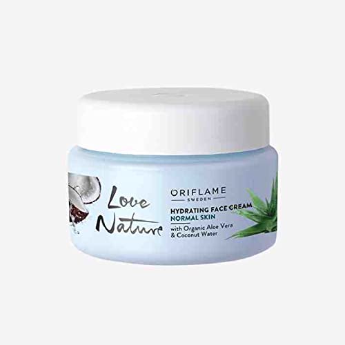 Oriflame Love Nature Hydrating Face Cream com aloe vera orgânico e água de coco 50ml