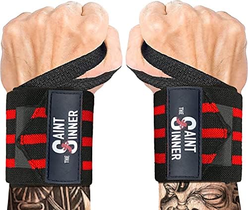 Screechez Fitness Wrist Wrap Weightlifting Men - Suporte de punho de treino de força envoltórios de mão, vermelho, preto