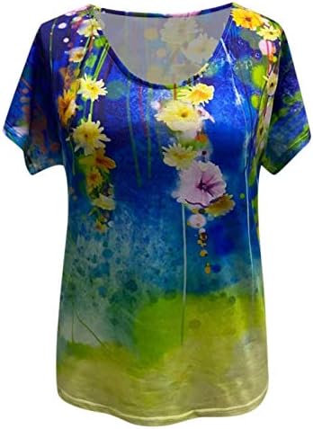 camisetas femininas lcziwo femininas estampas florais de manga curta solta V pescoço confortável e confortável diariamente camisetas soltas blusas soltas