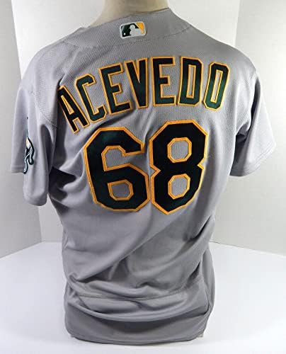 2021 Oakland A's Athletics Domingo Acevedo 68 Jogo emitido P Usou Grey Jersey 4 - Jogo usou camisas MLB usadas
