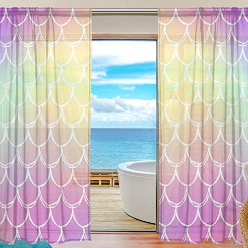 Mermaid de carpinteiro conto de ornamentos semi-pura cortinas de janela drlapes painéis tratamento-55x84in para sala