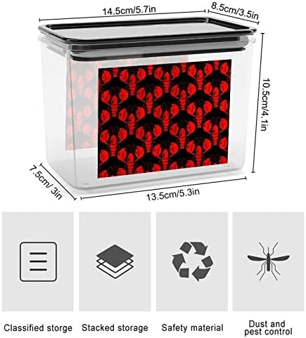 Lagostas Recipientes de armazenamento de lagostins vermelhos Caixa plástica transparente com tampas de lixeiras reutilizáveis ​​para
