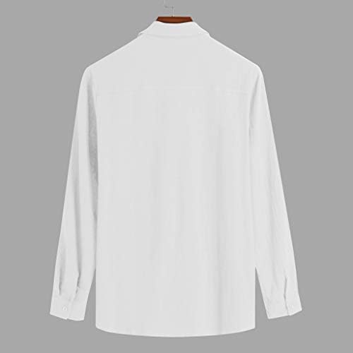 Camisas de bolso de algodão folggy de algodão de blusa sólida de Blusa Sólida Long T Brends Manga de Manga Masculina Macho