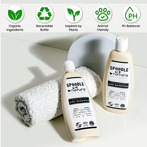 SPOODLE NATURA Organic Dog Shampoo IFC Certificado, shampoo vegano para cães, xampu orgânico, cães de coceira seca - 400ml / 13,5 fl oz