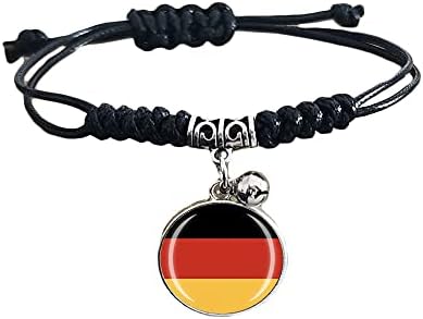 Bandeira da Alemanha Bracelete trançada na cadeia de nylon ajustável Cristal de pulseira lembrança, bracelete artesanal para